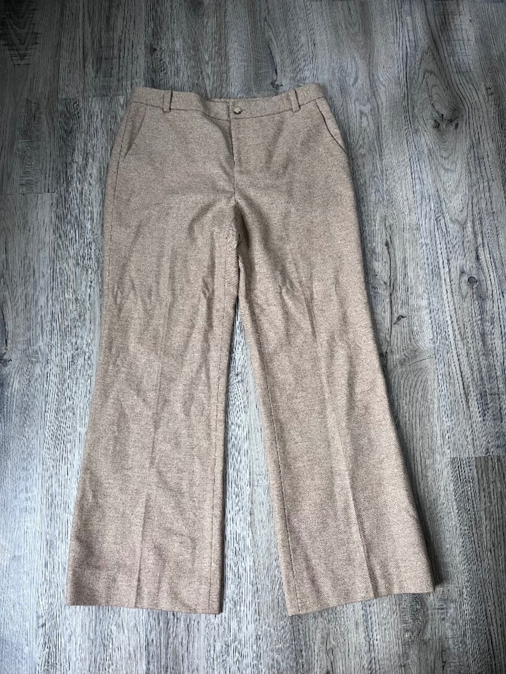 Ralph Lauren Fine Merino Wool Pants Trousers Brown Herringbone Size 10 petite